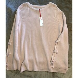 New Elle Sweater Women's XXL Bow Sleeve Pullover Pink
